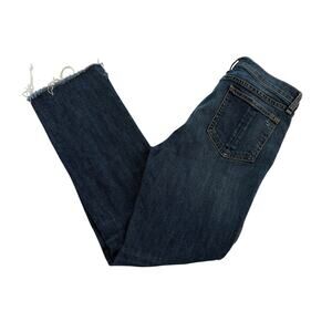 Rag & Bone High Rise Stove Pipe Cropped Jeans Womens 27 Dark Blue High Low Hem